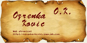 Ozrenka Ković vizit kartica